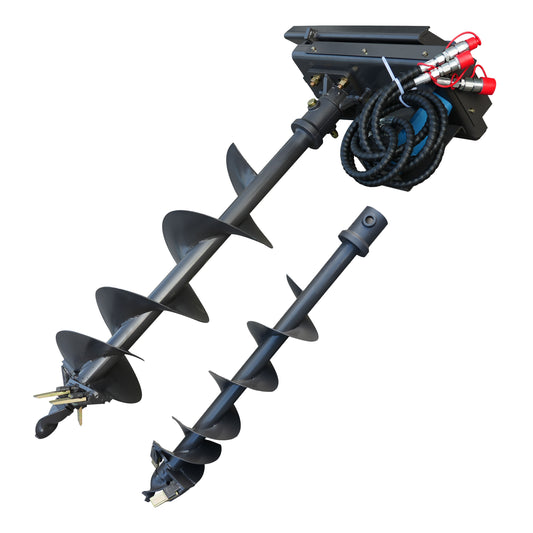 Australian Hydraulic Auger for Mini Skid Steers - w/ 200mm & 300mm Bits - Heavy-Duty Earth Drill