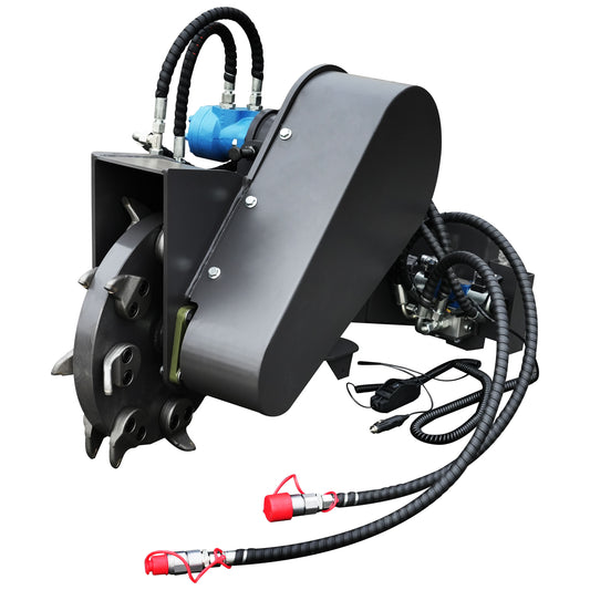 Swinging Stump Grinder for Mini Skid Steers - Hydraulic Stump Cutter w/Mounting Plate