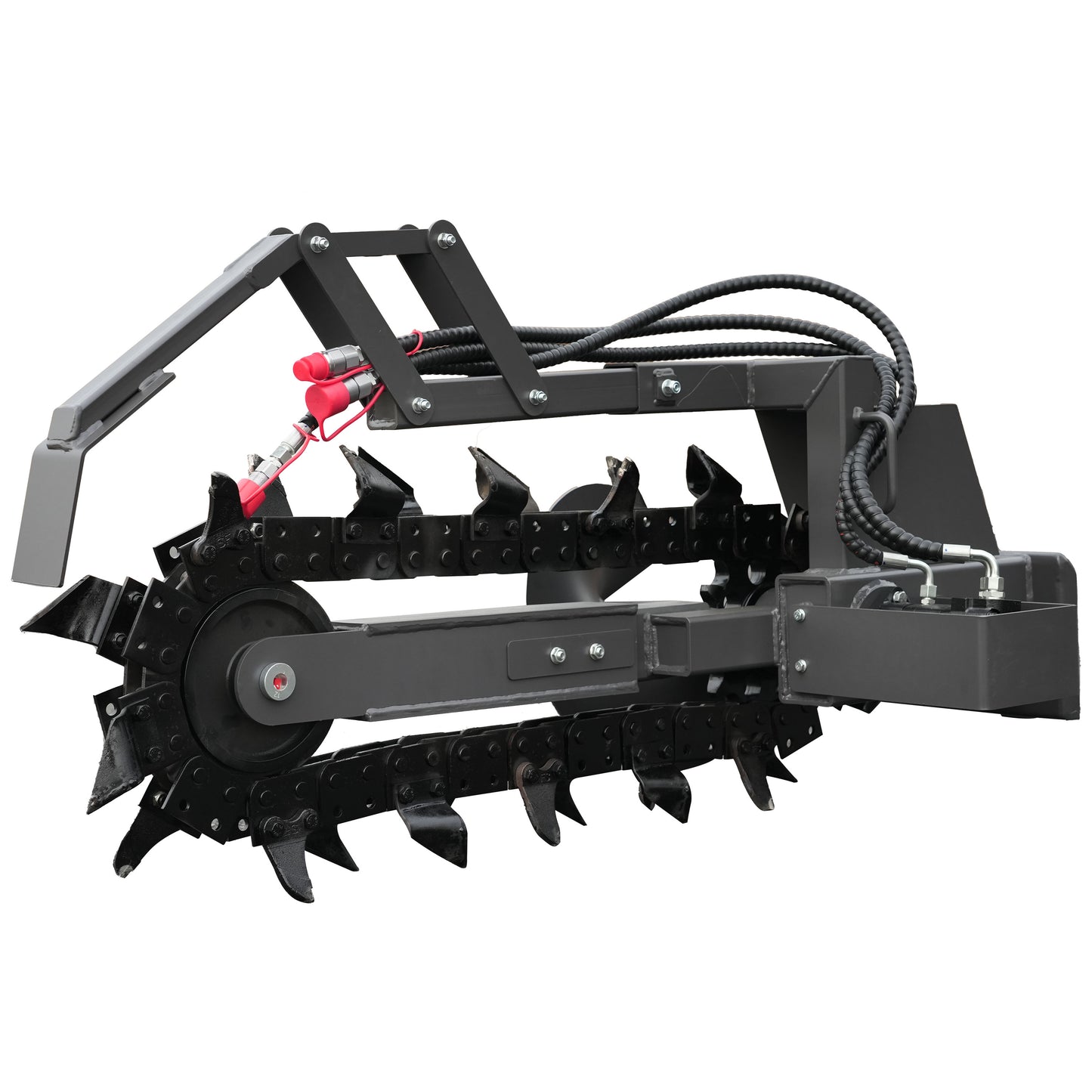 Trencher Attachment for Mini Skid Steers - Heavy-Duty Chain Digger for Cable/Pipe Installation