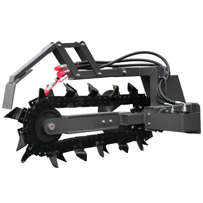 Trencher Attachment for Mini Skid Steers - Heavy-Duty Chain Digger for Cable/Pipe Installation