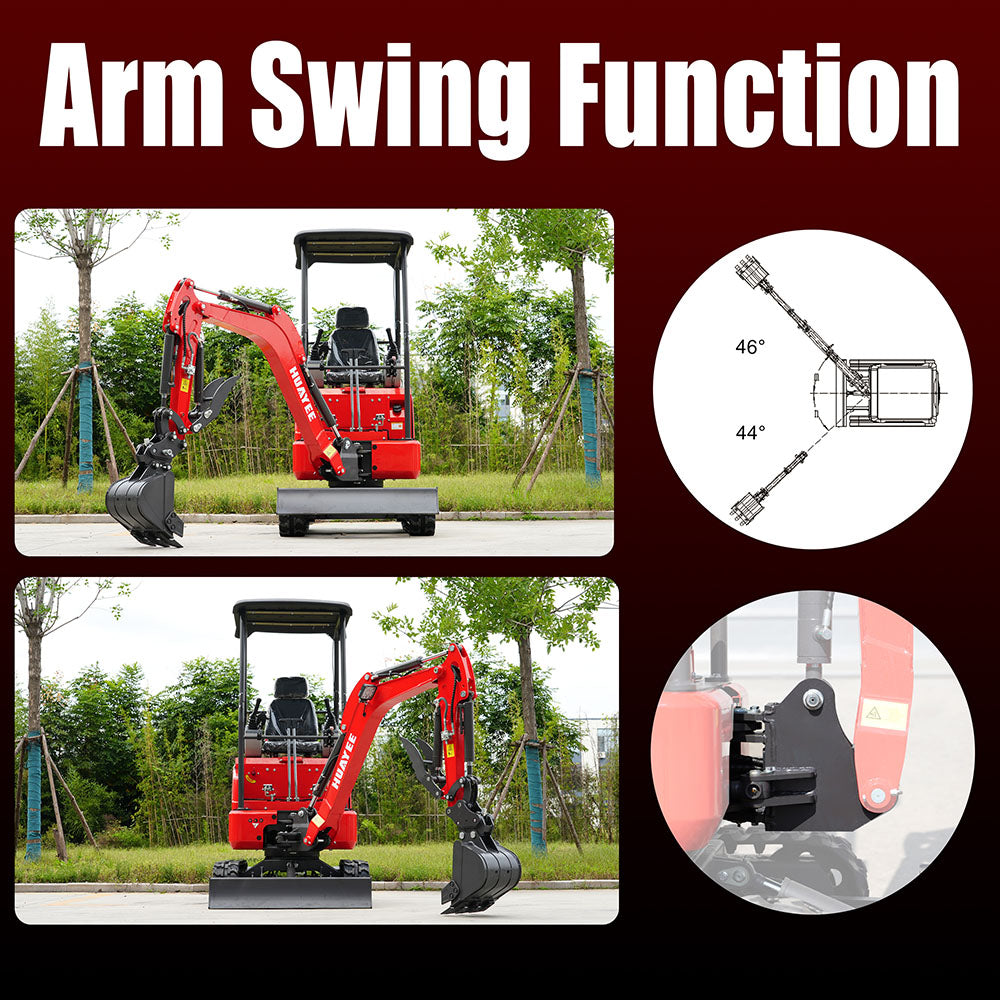 Mini Excavator with 14HP Kubota Engine & Hydraulic Thumb | HUAYEE HY16C