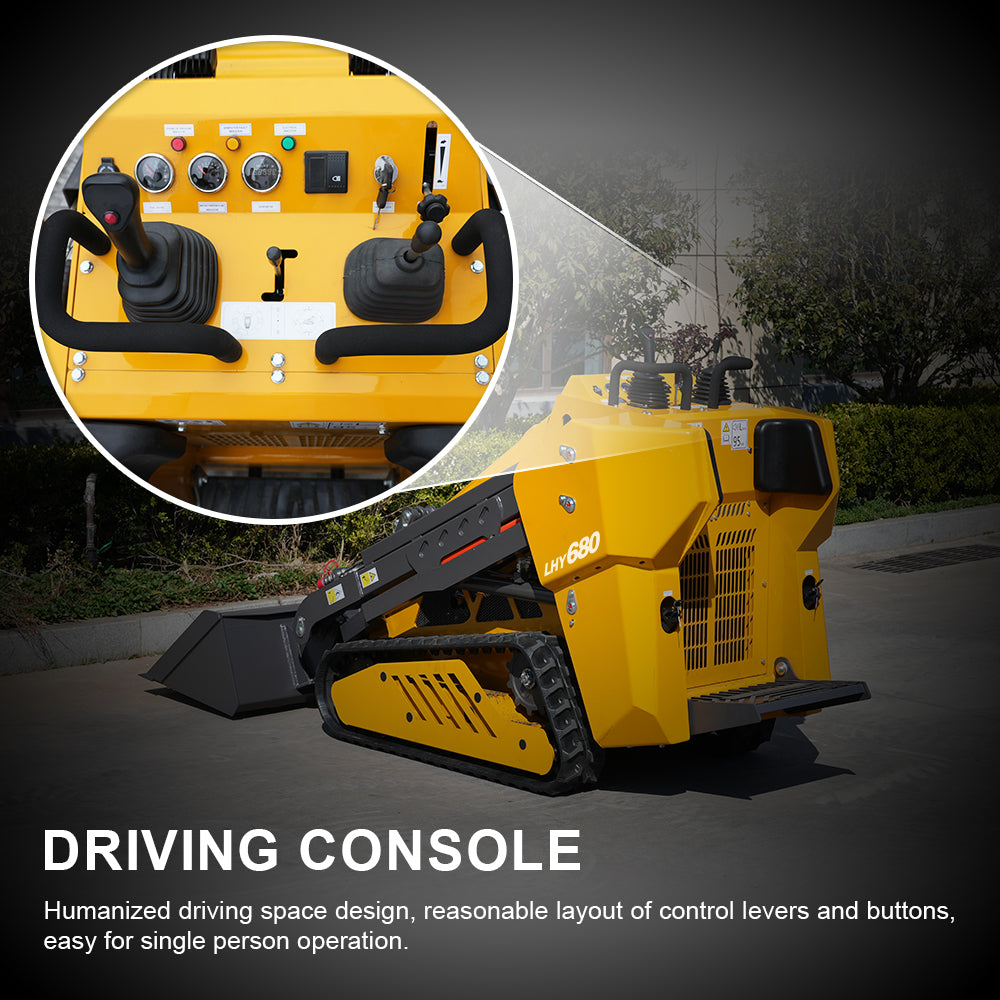 HUAYEE LHY680 Mini Skid Steer Loader - 25HP Kubota Diesel Engine, 780kg Rated Load, 1200kg Lift